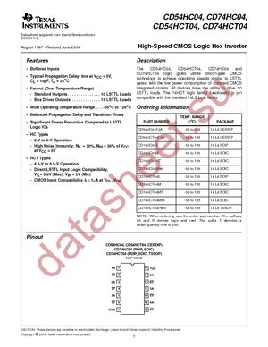 CD74HC04M96E4 datasheet  